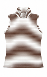 KUO STRIPED SLEEVELESS MOCKNECK