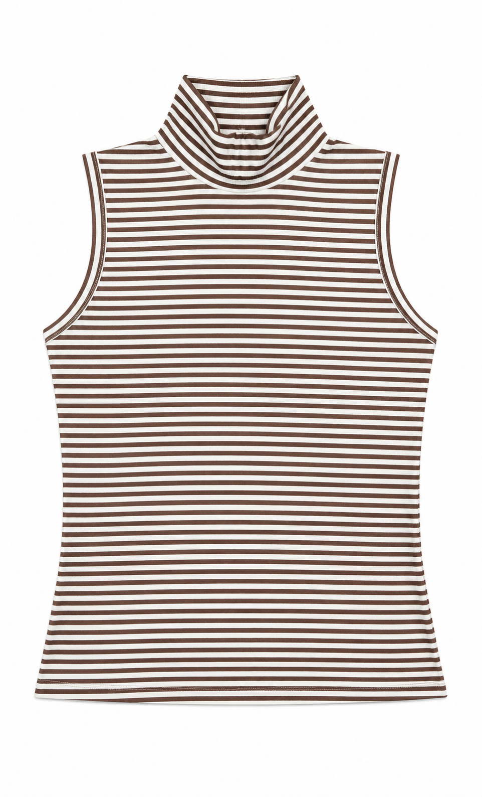 KUO STRIPED SLEEVELESS MOCKNECK