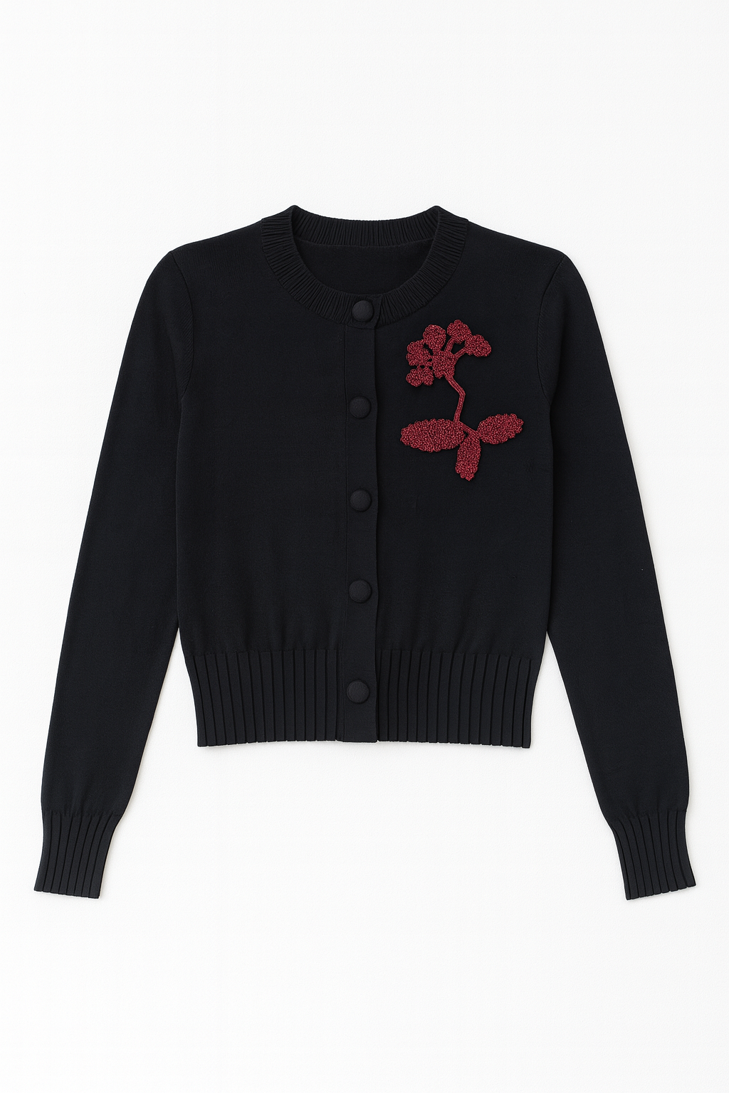 YAL NEW YORK EMBROIDERED FLOWER KNIT CARDI