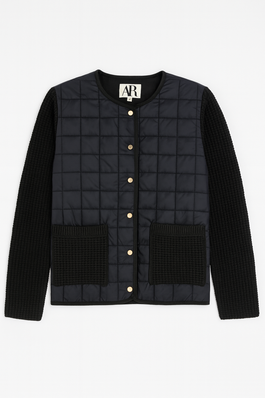 A K COLLECTION QUILTED KNIT SLEEVE JACKET