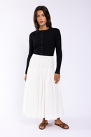 KNIT THEORY RIB KNIT CARDIGAN WITH SNAP PLACKET