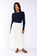 KNIT THEORY RIB KNIT CARDIGAN WITH SNAP PLACKET
