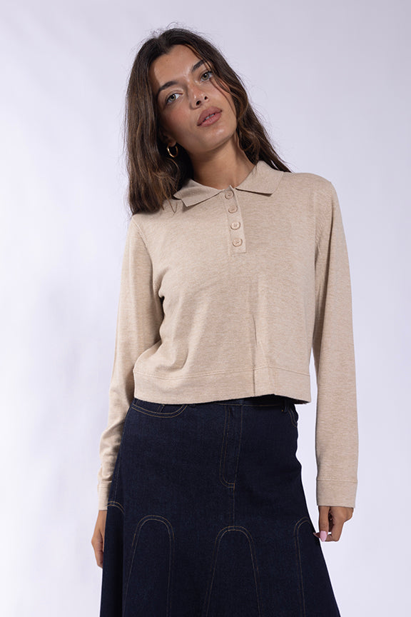 KNIT THEORY KNIT POLO SWEATER