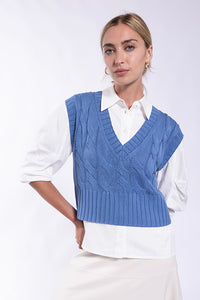 KNIT THEORY CABLE V-NECK VEST