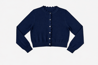 KNITTED SCALLOP EDGE CARDIGAN