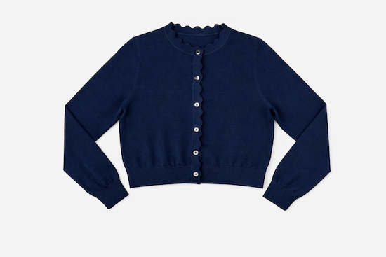 KNITTED SCALLOP EDGE CARDIGAN