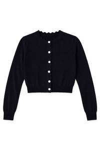 KNITTED SCALLOP EDGE CARDIGAN