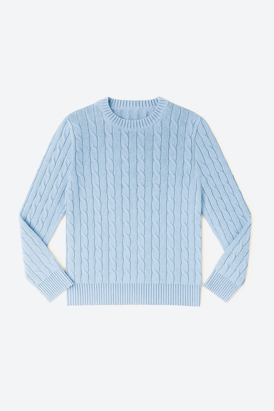 KNITTED LUXE CABLE KNIT CREWNECK