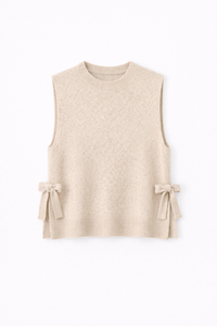 KNITTED SIDE TIE MOCKNECK VEST