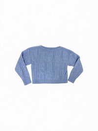KNITTED WIDE CABLE KNIT CROPPED SWEATER