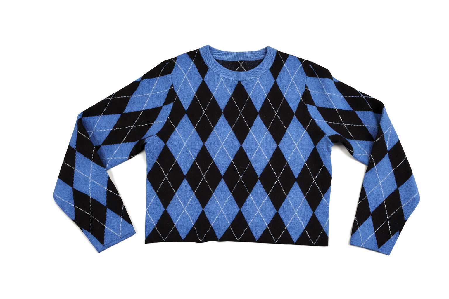 KNITTED ARGYLE CREWNECK SWEATER