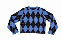 KNITTED ARGYLE CREWNECK SWEATER