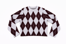 KNITTED ARGYLE CREWNECK SWEATER