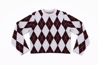 KNITTED ARGYLE CREWNECK SWEATER
