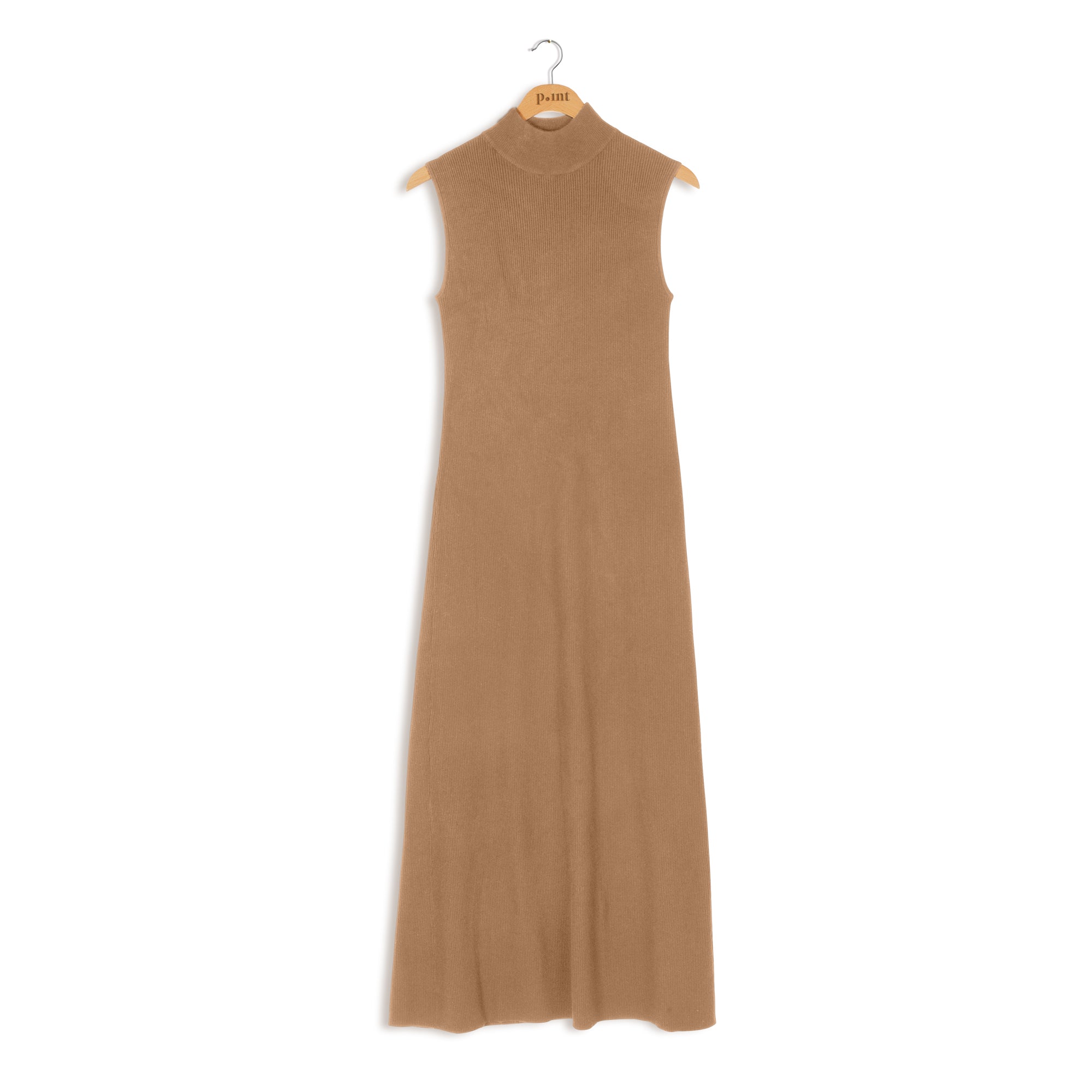 POINT RIB KNIT MAXI A-LINE DRESS