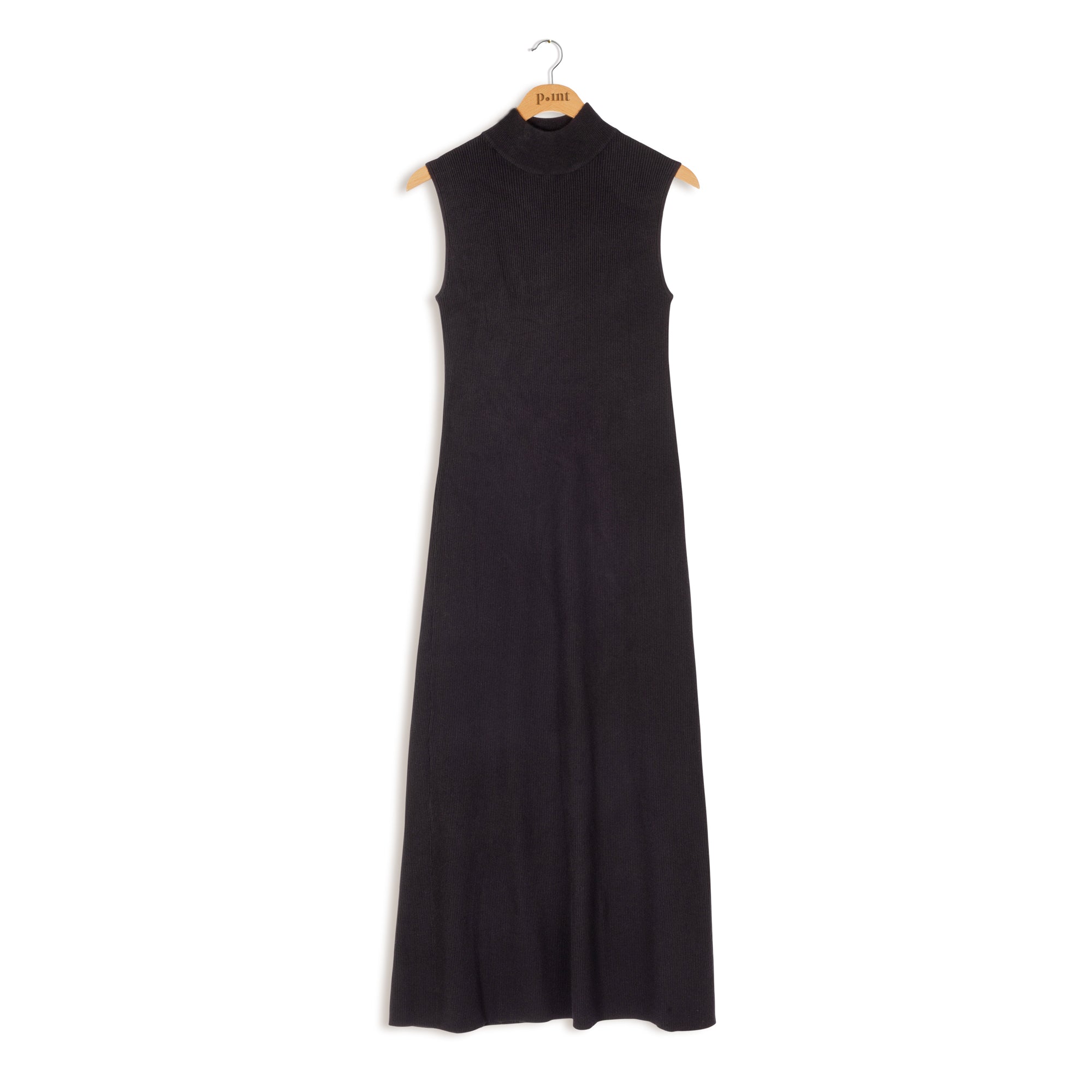 POINT RIB KNIT MAXI A-LINE DRESS
