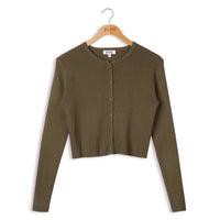 POINT RIB CROPPED CARDIGAN