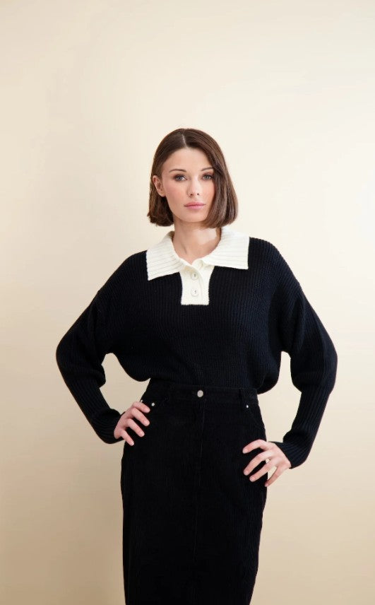 PASHMINA KNIT COLLARED HENLEY