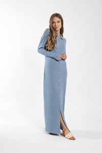 LATITUDE RIBBED MIDI SHIRT DRESS