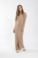 LATITUDE RIBBED MIDI SHIRT DRESS