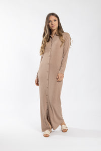 LATITUDE RIBBED MIDI SHIRT DRESS