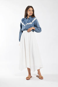LATITUDE DENIM SHIRT WITH EYELET TRIM