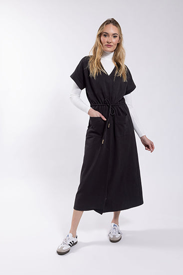 LATITUDE Snap Front Sweatshirt Dress