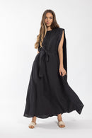 LATITUDE HALF BELTED MIDI DRESS