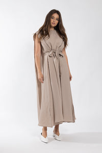 LATITUDE HALF BELTED MIDI DRESS