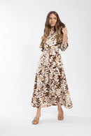 LATITUDE FLORAL BELTED MIDI DRESS