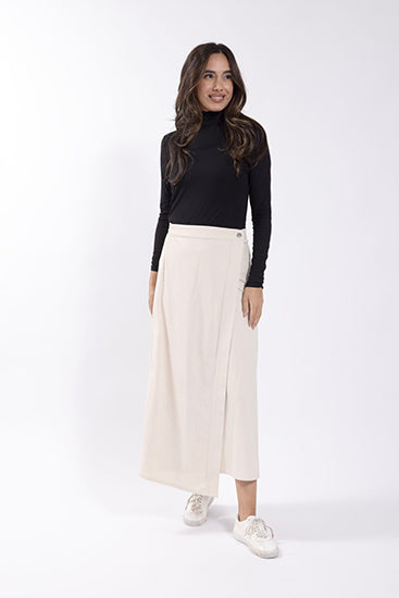 LATITUDE Corduroy Mock Wrap Skirt