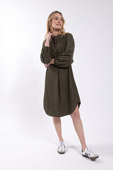 LATITUDE Corduroy Henley Dress