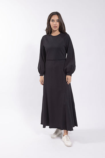 LATITUDE Raw Edge Sweatshirt Dress