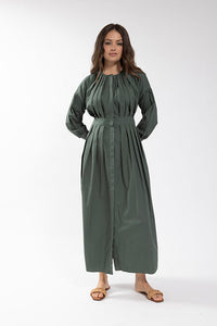 LATITUDE Cotton Ribbed Cuff Shirtdress