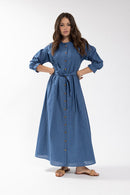 LATITUDE Linen Tuck Front Shirtdress