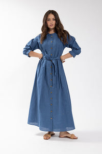 LATITUDE Linen Tuck Front Shirtdress