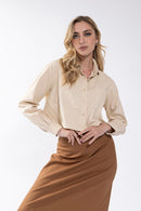 LATITUDE Linen Cropped Blouse