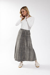LATITUDE Washed Linen Button Front Skirt