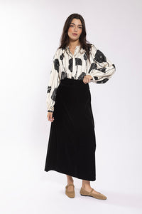 Latitude Velvet Button Fly Skirt