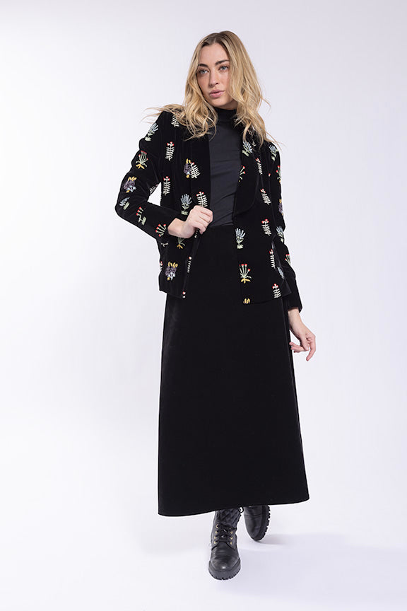 Latitude Basic Velvet A-Line Skirt