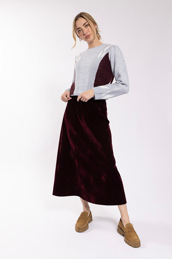 Latitude Basic Velvet A-Line Skirt