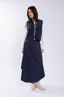 Latitude Uneven Hem Midi Skirt