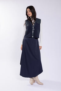 Latitude Uneven Hem Midi Skirt