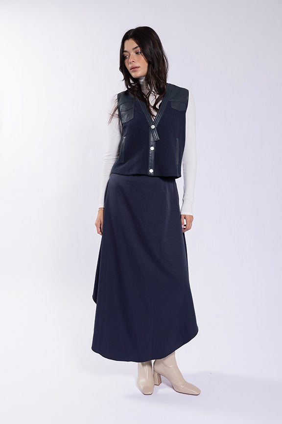 Latitude Uneven Hem Midi Skirt
