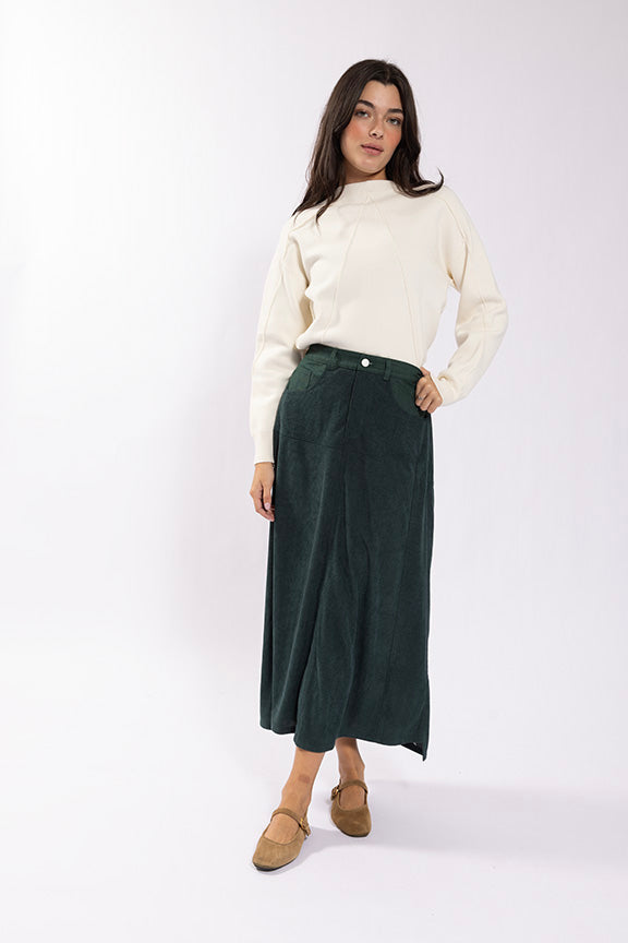 Latitude Corduroy & Denim Combo Skirt