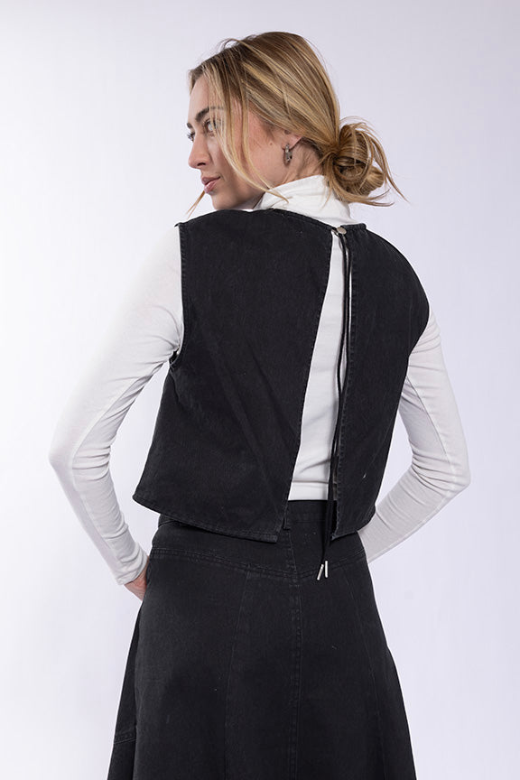 Latitude Open Back Denim Vest