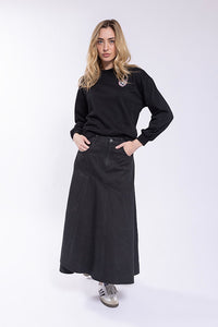 Latitude Wave Bottom Denim Skirt