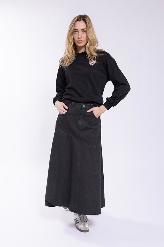 Latitude Wave Bottom Denim Skirt