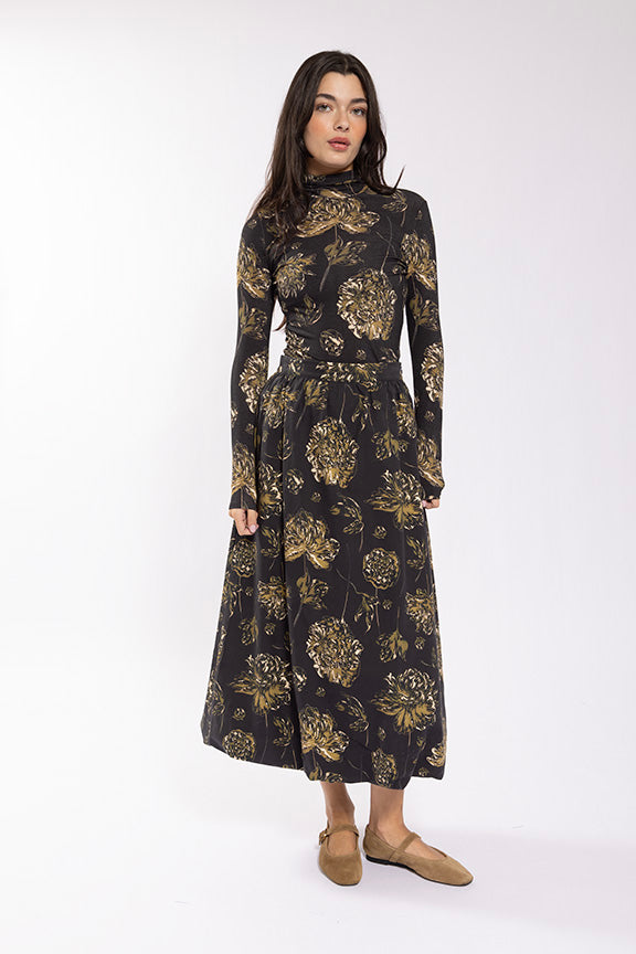 Latitude Printed Waisted Midi Skirt