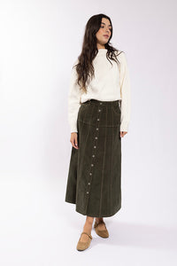 Latitude Buttondown Corduroy Skirt